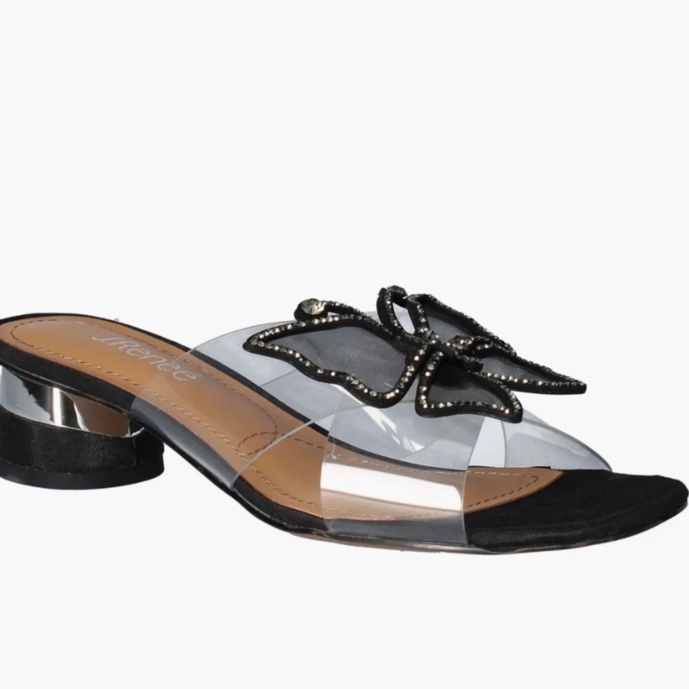 J.Renee Sumitra Vintage Y2K Black Rhinestone Butterfly Heels Women's Size 8M